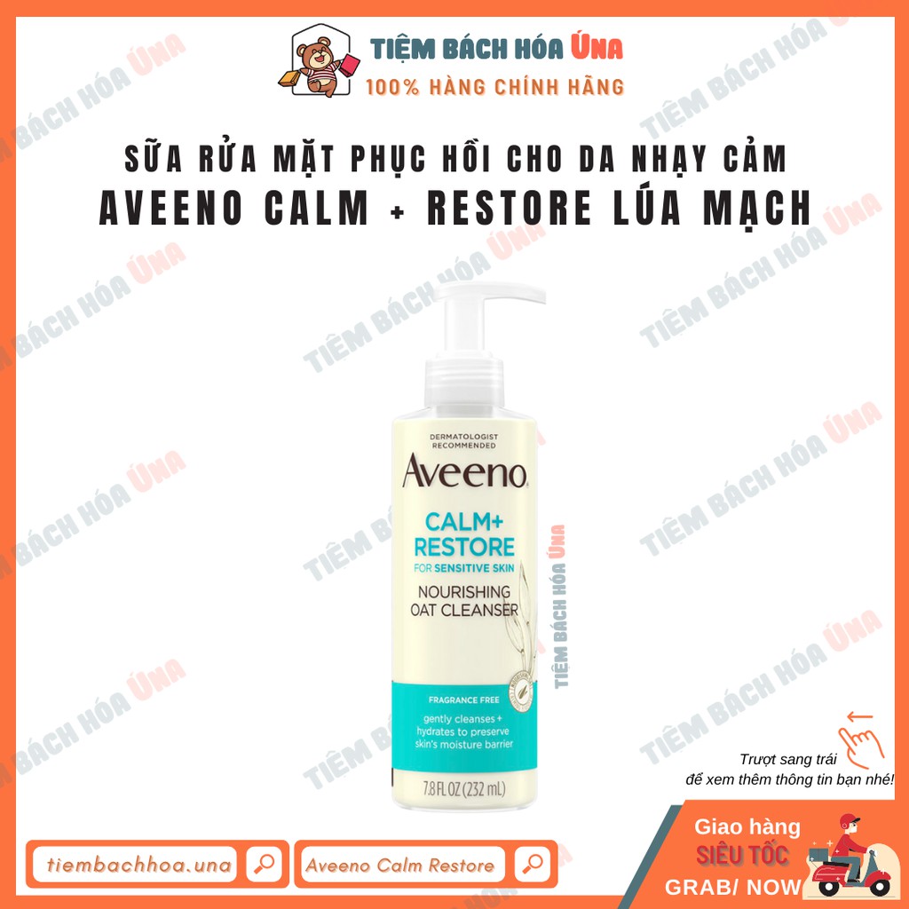 Sữa rửa mặt, kem dưỡng, serum dưỡng ẩm, phục hồi cho da nhạy cảm Aveeno Calm + Restore Triple Oat Hydrating Face