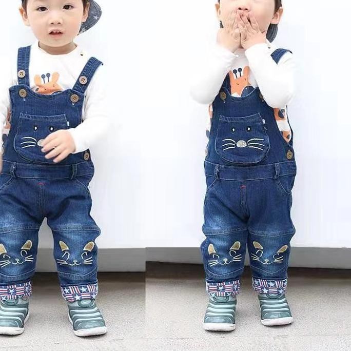 Quần Yếm Jeans Thời Trang Cho Bé 3-7 Tuổi