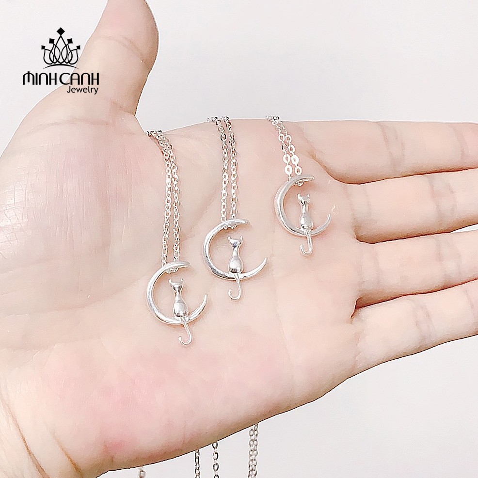 Dây Chuyền Bạc Mèo Ngồi Trên Mặt Trăng - Minh Canh Jewelry