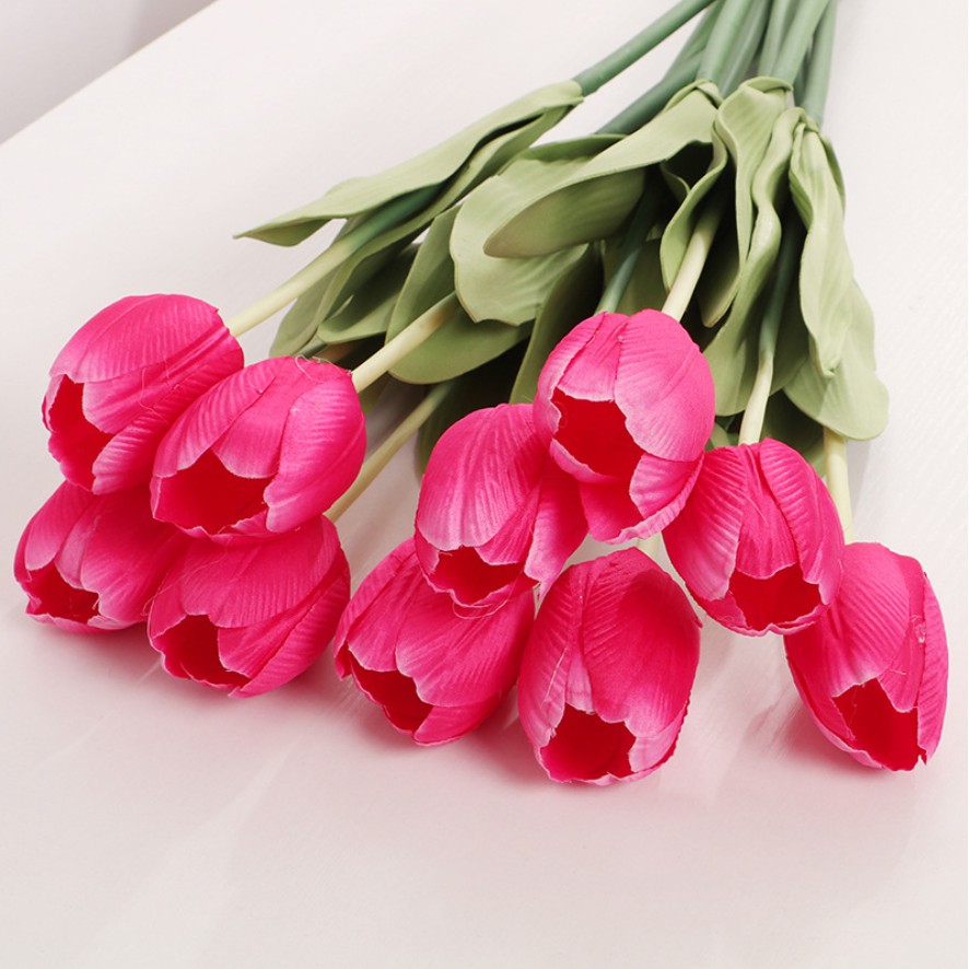 Hoa tulip vải lụa dài 60cm Hoa giả trang trí để bàn phòng khách đẹp TODOCO H07