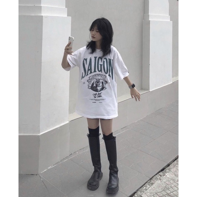Áo thun Hades Saigon Vintage Tee màu trắng unisex nam nữ form rộng 40kg tới 90kg, vải cotton dày mịn AL175