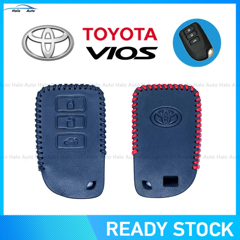 【Ready Stock】100% Genuine Leather Key Cover For Toyota VIOS-3 Buttons-OPP BAG