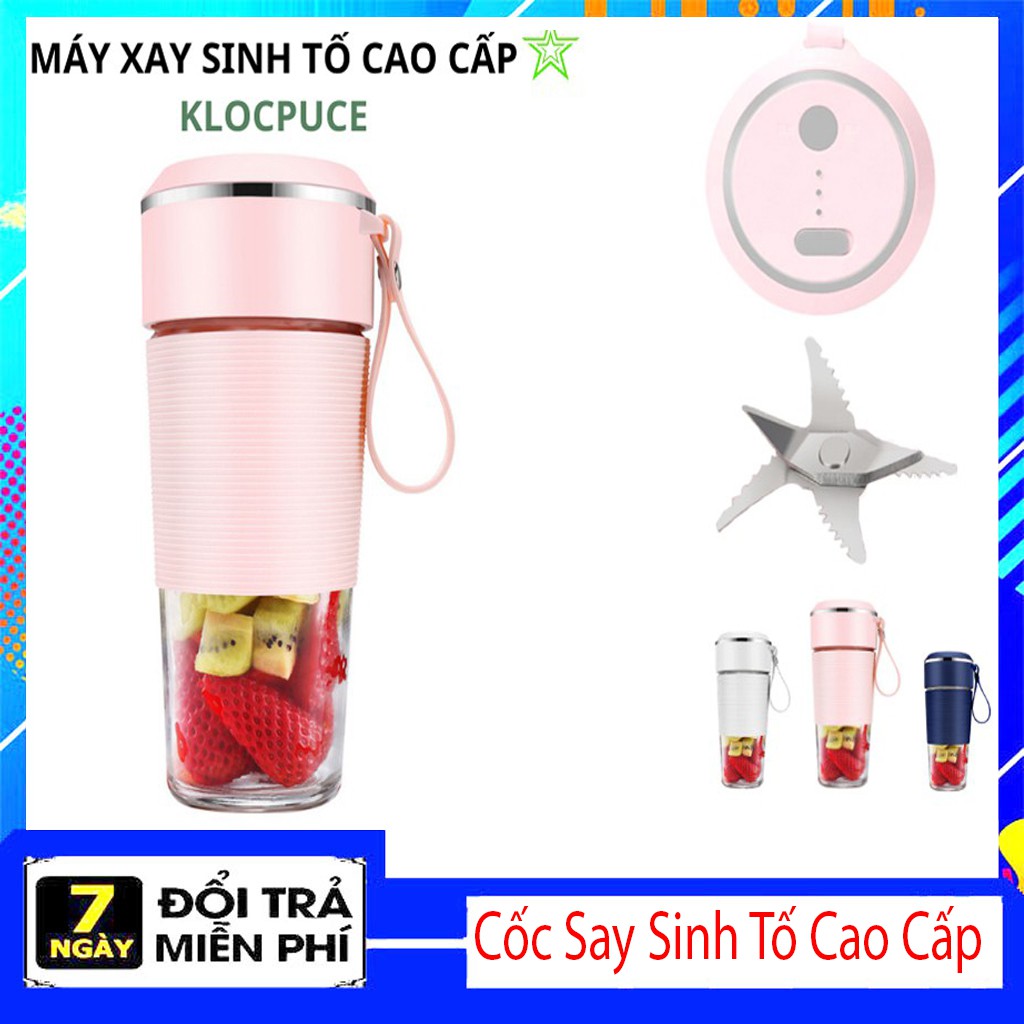 [Loại 1] Máy xay sinh tố cầm tay mini, đa năng xay đá thịt KLOCPUCE Bảo Hành 12 Tháng, Cốc Thủy Tinh, Dao 6 Lưỡi 150W