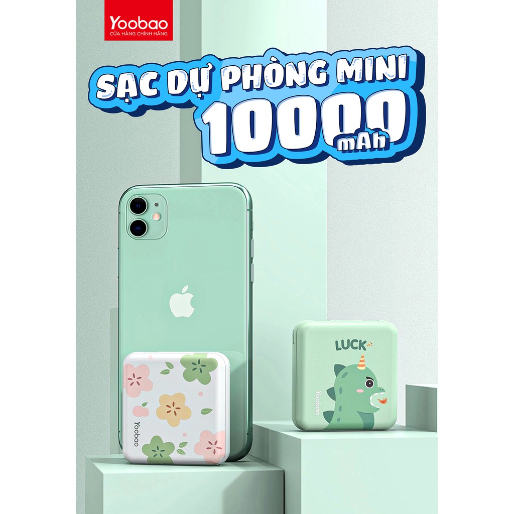 Sạc dự phòng mini dễ thương 10000mAh Yoobao M4 mini - Sạc đồng thời 2 cổng - Bảo hành 12 tháng