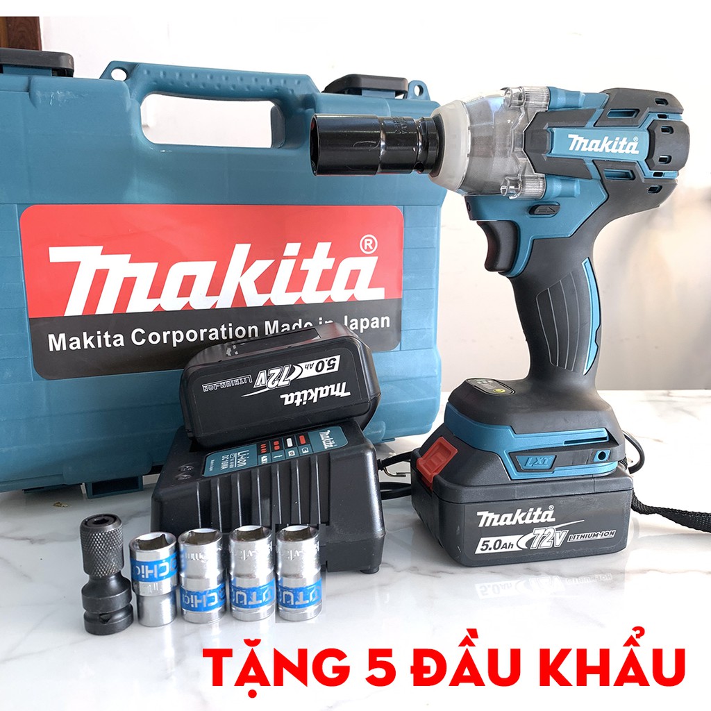 MÁY SIẾT BULONG MAKITA 72V - TẶNG 5 ĐẦU KHẨU - KHÔNG CHỔI THAN - MÁY KHOAN MAKITA 72V - BỘ KHOAN PIN 72V - MÁY BẮT VÍT