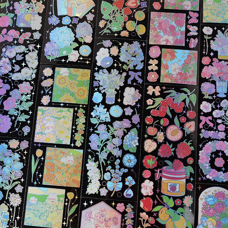 Bộ 3 Tấm Sticker Bạc Dán Trang Trí Hình Hoa Quả Dễ Thương