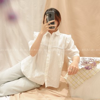 ÁO SƠ MI NỮ CỔ SEN TRÒN VIỀN REN - ATN146
