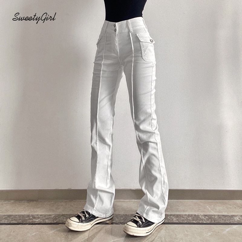 Quần Dài Ống Loe Màu Trơn Thời Trang Đường Phố Cho Nữ