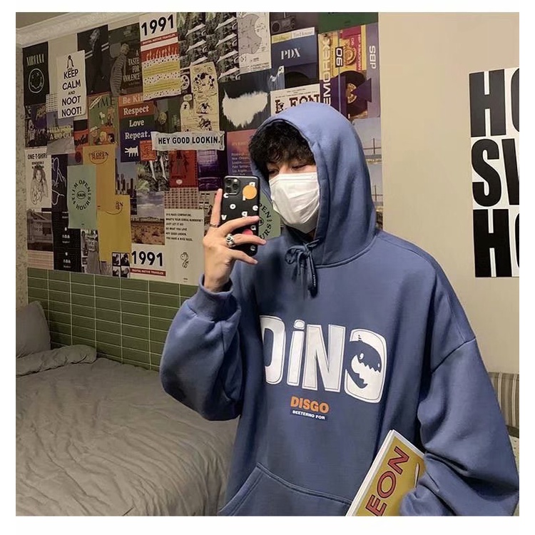 Hoddie, áo nỉ cổ tròn form rộng thụng in hình Dino unisex phong các Ulzzang | BigBuy360 - bigbuy360.vn