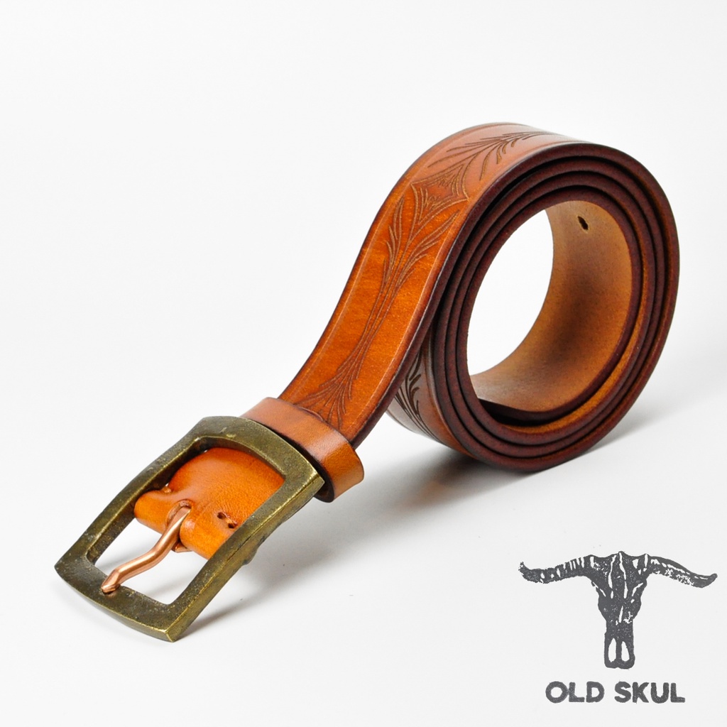 Dây thắt lưng da Old Skul phong cách rustic retro cao cấp DL6474, bản rộng 38mm dành cho nam