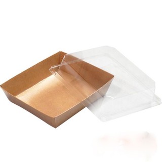 50 Hộp giấy Kraft vuông nắp trong đựng bánh, thực phẩm