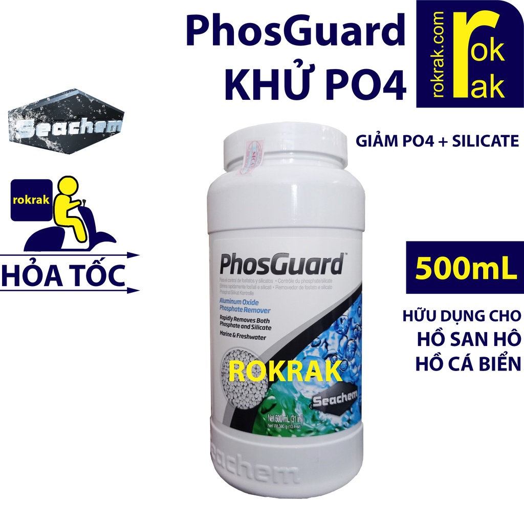 PhosGuard SEACHEM  Vật liệu lọc khử PO4 SILICATE Cách giúp không bùng rêu tảo hồ nước biển