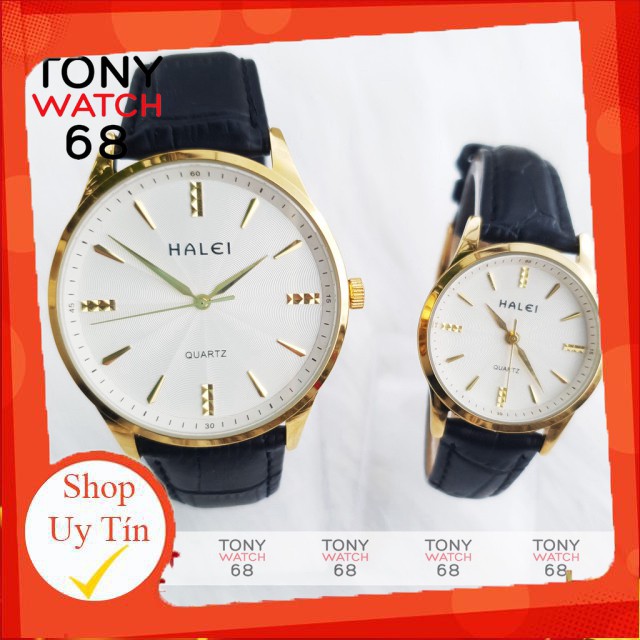 Đồng hồ cặp đôi nam nữ Halei viền vàng dây da siêu mỏng Tony Watch 68 Liên hệ mua hàng 084.209.1989