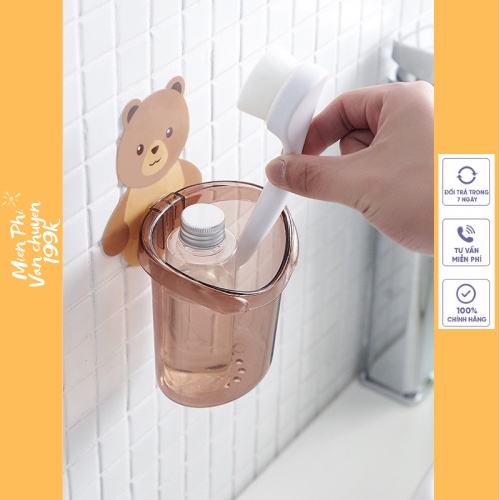 Cốc gấu đựng bàn chải kem đánh răng, Cốc gấu dán tường siêu dính 88183