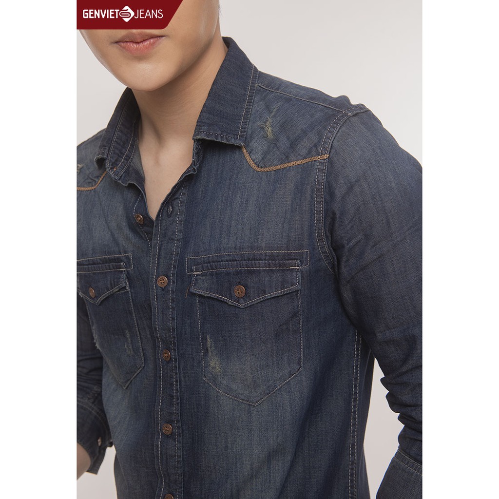  Áo Sơmi Jeans Dài Tay Nam T3121J806 GENVIET | BigBuy360 - bigbuy360.vn