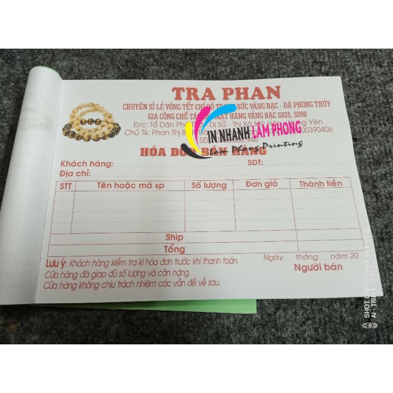 Combo 10 Quyển Hoá Đơn 2 Liên In Theo Yêu Cầu