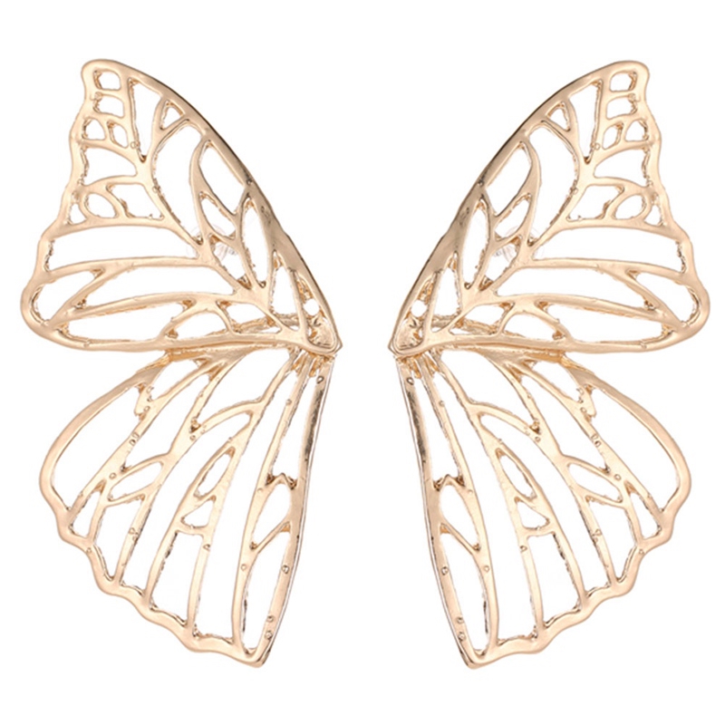Bông tai hình cánh bướm bằng kim loại màu vàng / bạc