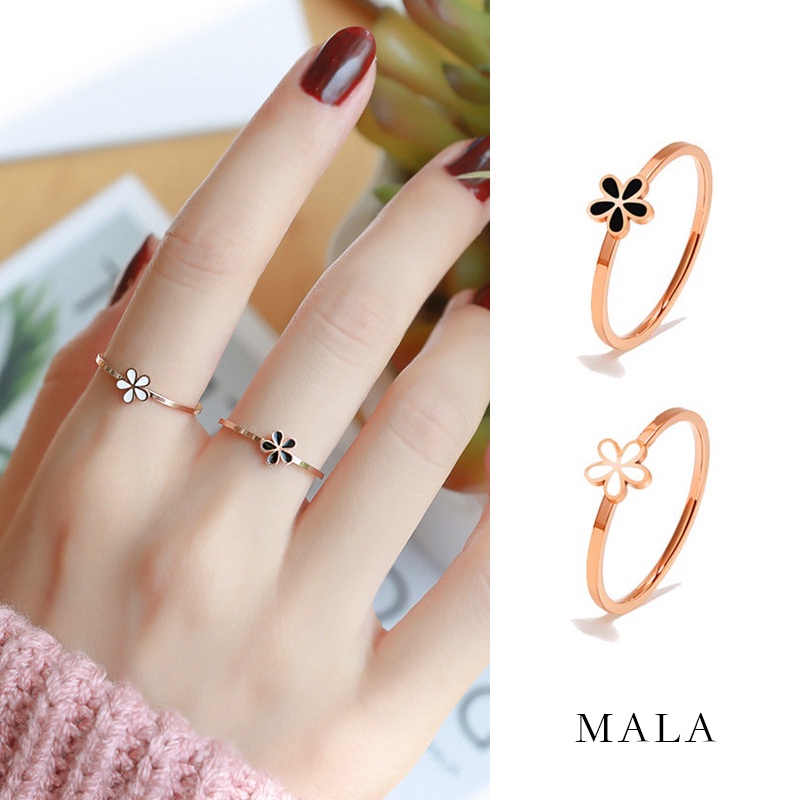Nhẫn MAYEBE LAVEND đeo ngón tay hoa cúc bằng thép titan dễ thương bắt mắt