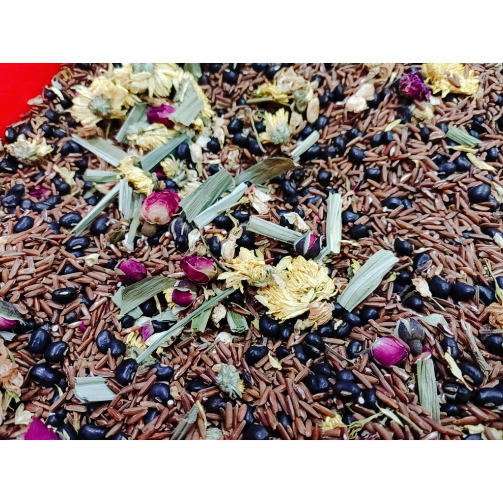 [ ĐẶC BIỆT] trà gạo lứt mix 4 hồng- cúc - nhài - lá sen - đậu đen - đâu đỏ 250 gram