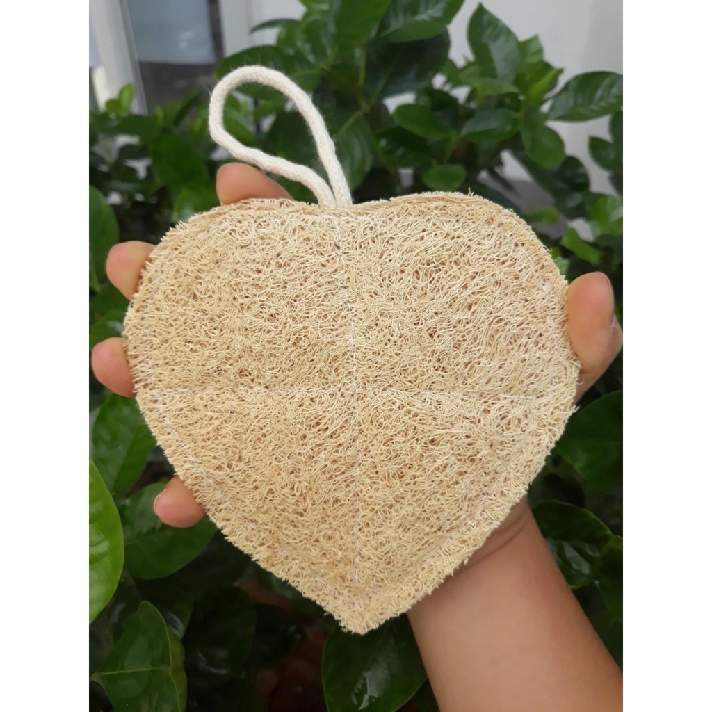 Miếng Rửa Chén Xơ Mướp Cỡ Lớn Trái Tim - Miếng Chùi Nồi - Miếng Rửa Bát - Tẩy da chết