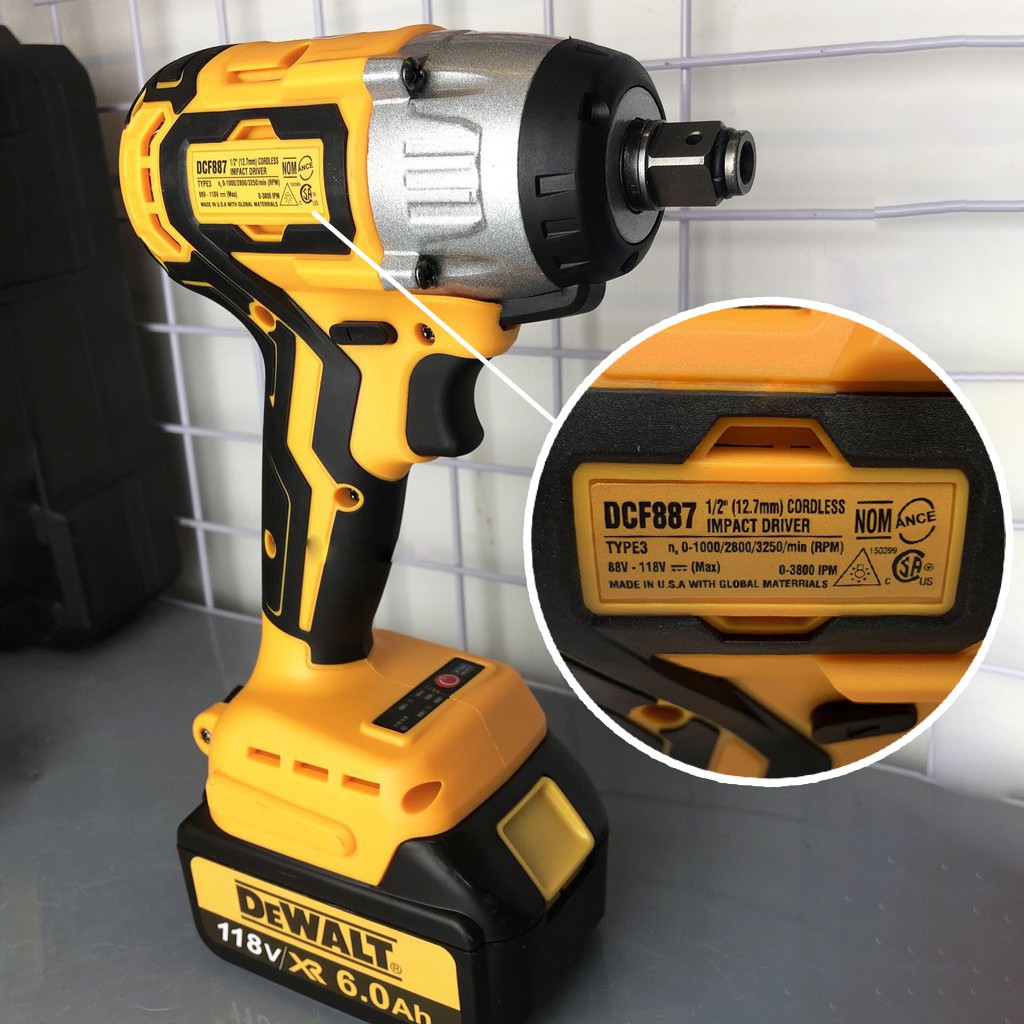 Máy Siết Bulong Dewalt 118V Không Chổi Than- Hàng Loại 1 có 3 đèn led