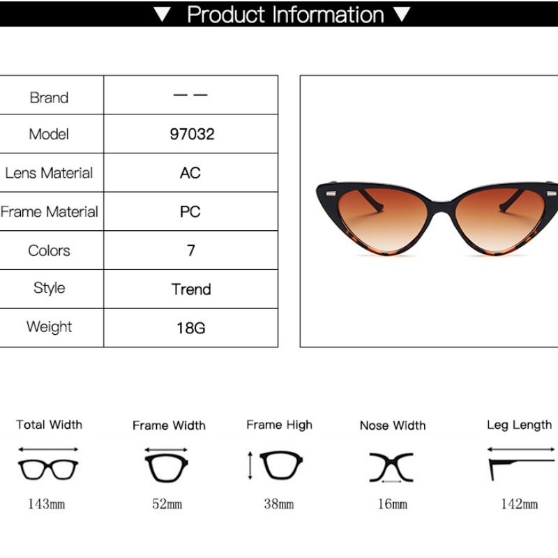 Kính mát gọng mắt mèo nhỏ thời trang Hàn Quốc cổ điển cho nam và nữ