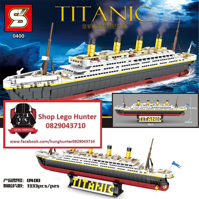 SY 0400 Titanic bộ đồ chơi lắp ráp mô hình con tàu bạc mệnh Titanic 1333 chi tiết