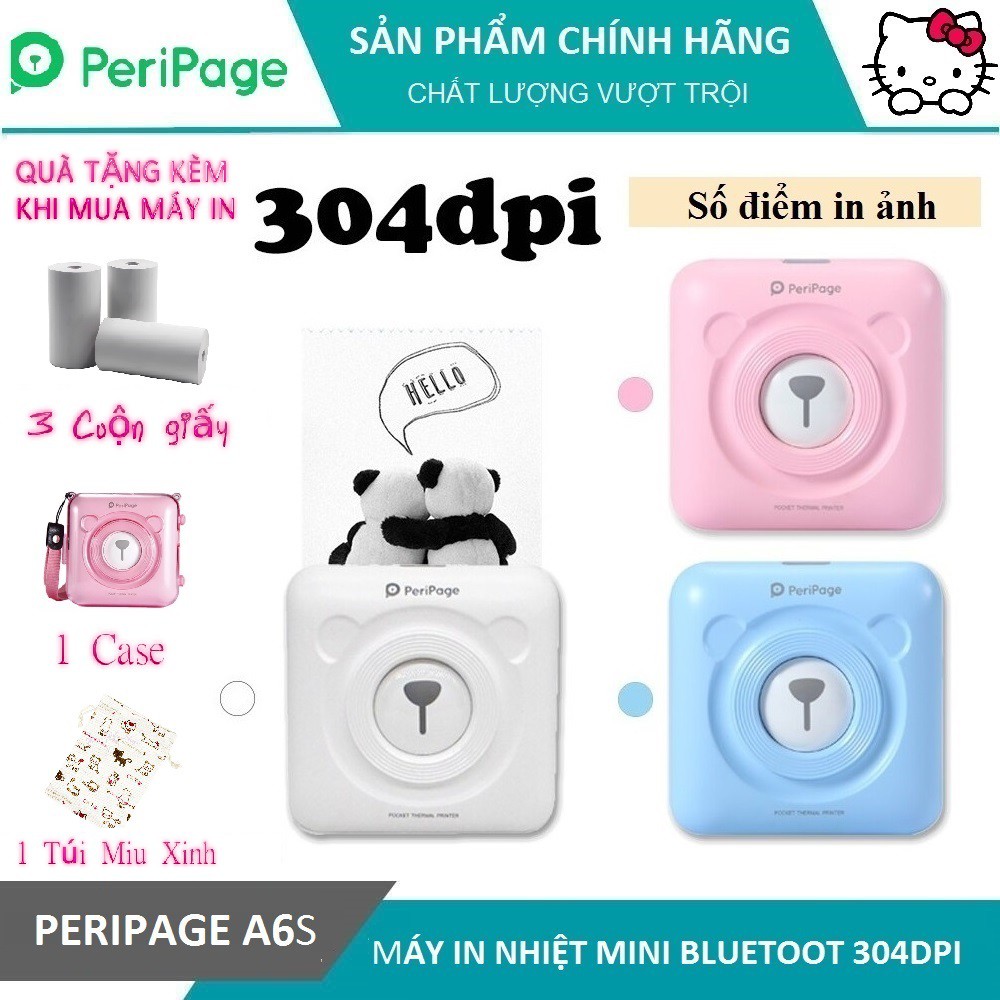 ❤ Dễ thương ❤ Máy in nhiệt mini bluetooth peripage A6s không dây bỏ túi ❤ di động ❤ in ảnh du lịch lấy ngay poooli L1,L2