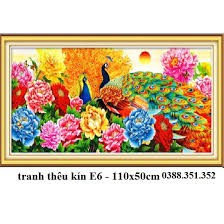 TRANH THÊU CÔNG PHU THÊ VIÊN MÃN E6 (110X50)