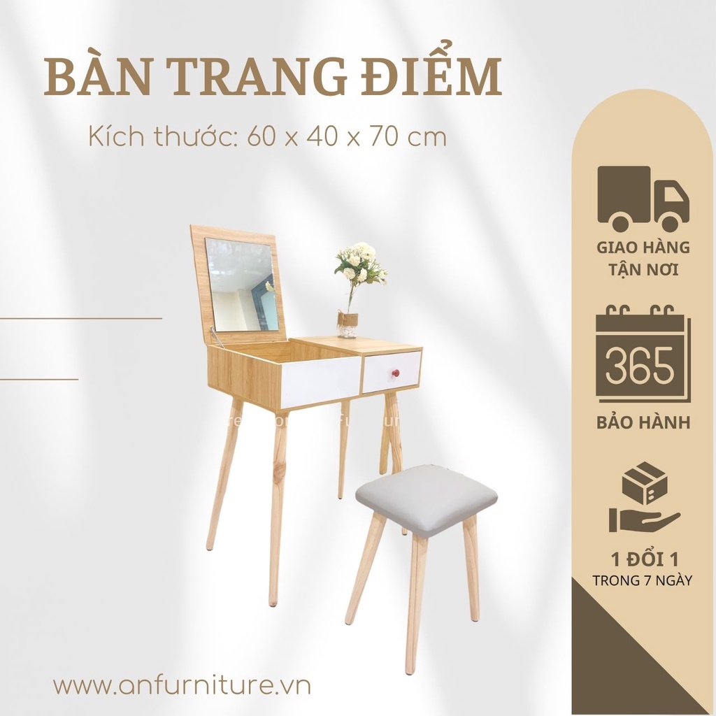 Bàn trang điểm lắp ráp kèm ghế và gương sẵn