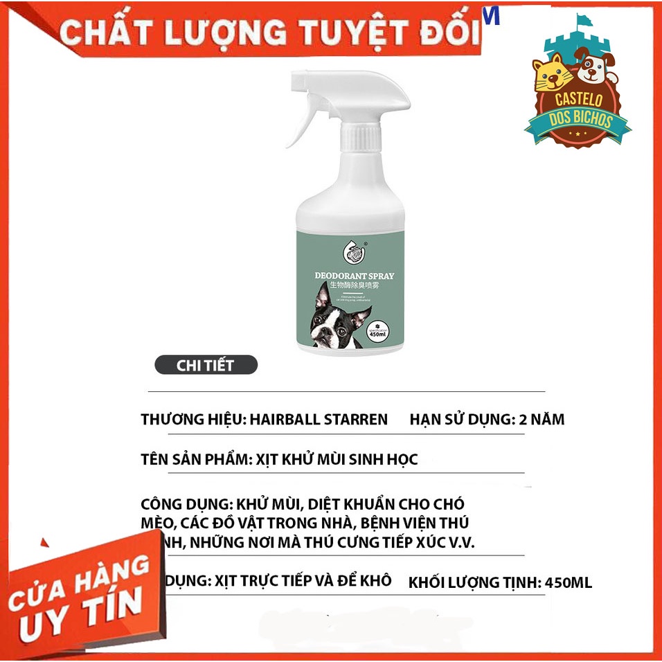 Xịt Khử Mùi Vệ Sinh Chó Mèo - Xịt Khử Mùi Vệ Sinh Cho Thú Cưng 450ml