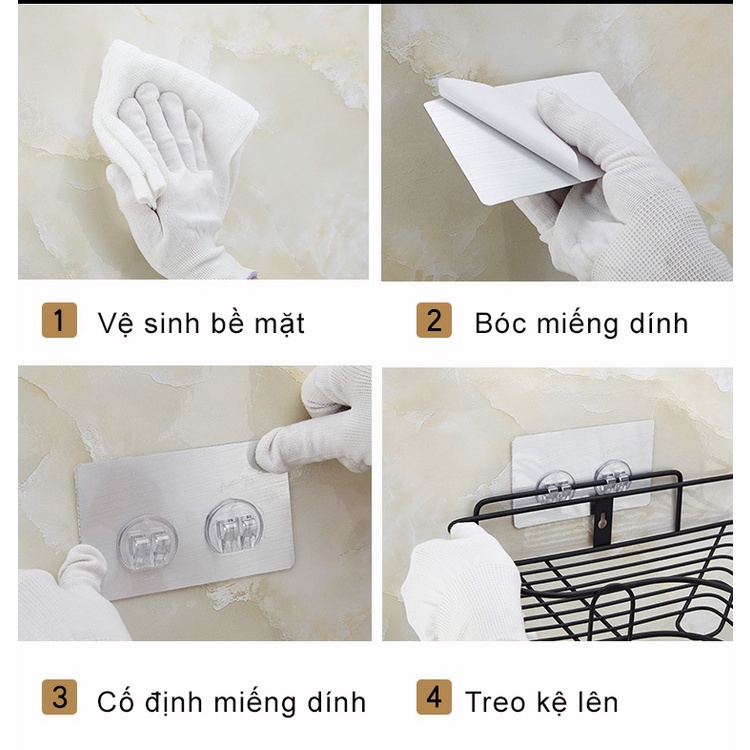 Kệ Góc Inox Dán Tường Nhà Tắm Kệ Chữ Nhật Để Đồ Nhà Bếp Nhà Tắm Thông Minh Tặng Kèm Miếng Dán Tường Siêu Dính