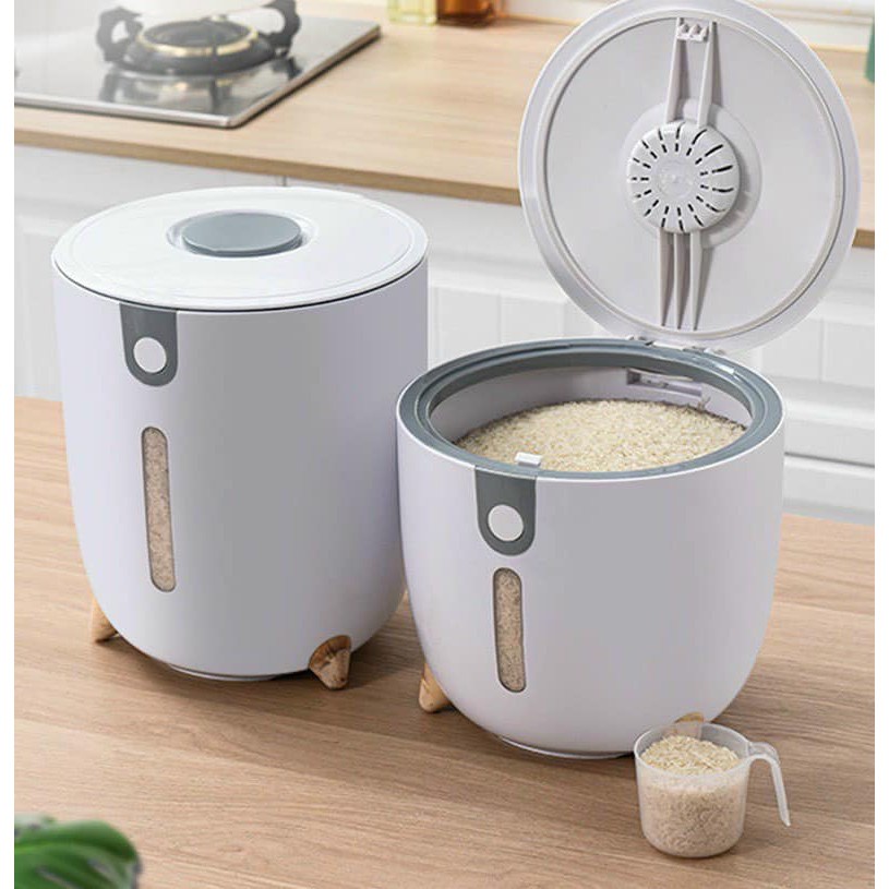 THÙNG GẠO ĐA NĂNG AN TOÀN CHỐNG ẨM MỐC 10KG HÌNH TRỤ-HÀNG LOẠI TỐT