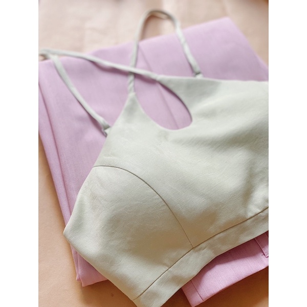 Áo croptop mút ngực cổ yếm 6 màu