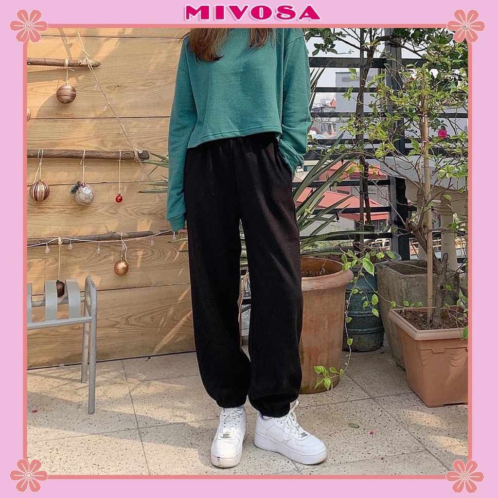 Quần jogger nữ tăm ống rộng bo gấu quần ống rộng nữ thể thao MIVOSA JG001