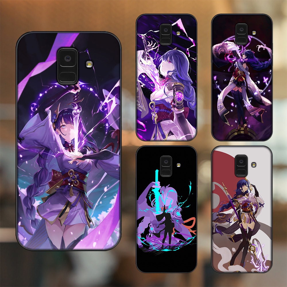 Ốp lưng Samsung A5 2018, A6 2018, A8 2018, J6 2018, A8 Plus viền đen in hình Raiden Shogun Genshin Impact