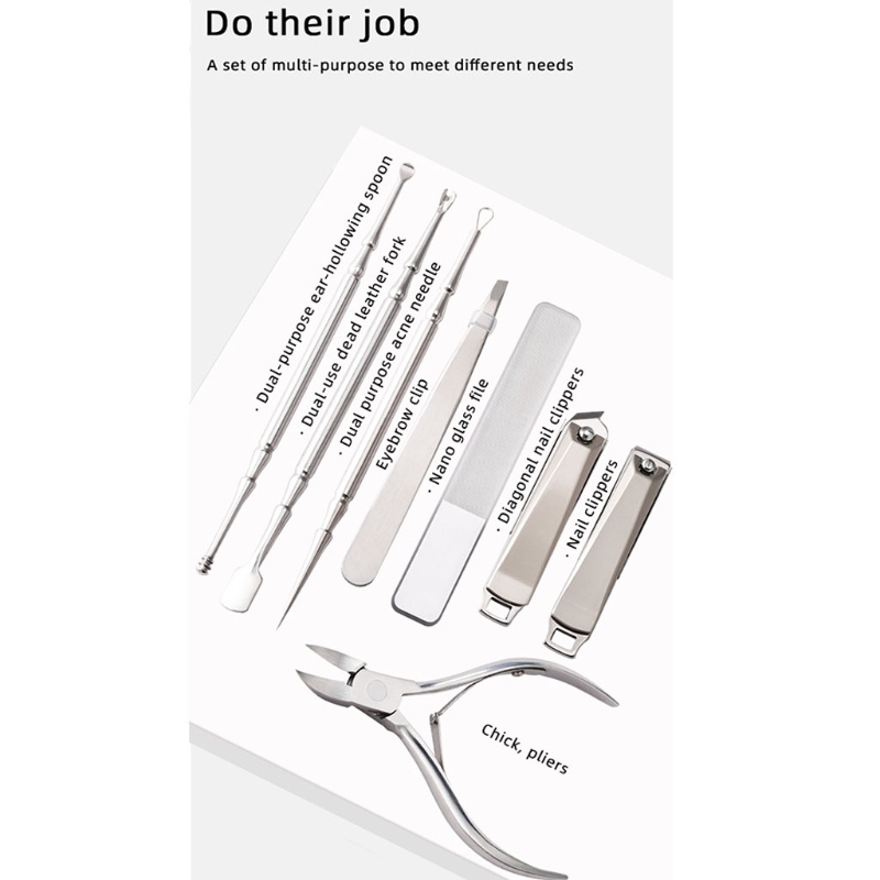 Set 9 Dụng Cụ Làm Móng Bằng Thép Không Gỉ Kèm Hộp Đựng Tiện Lợi