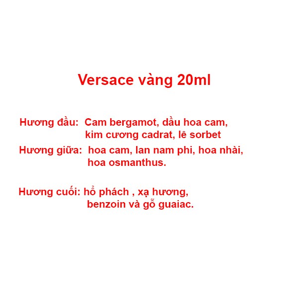 Nước Hoa.🔥freeship tận nơi🔥 Nước hoa nữ Versace vàng 20ml hương thơm nhẹ nhàng tươi trẻ