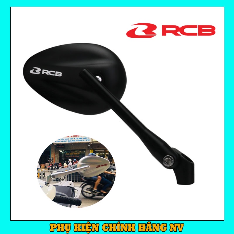 Gương xe máy thời trang mini RCB mẫu S5 kiểu trái xoài gắn chân gương, kính chiếu hậu cho AB, SH, SH Mode, Wave,…