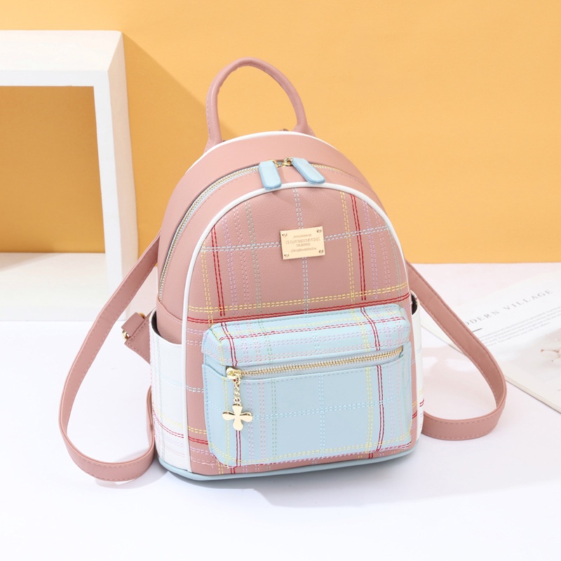 Balo da PU CHUWANGLIN kẻ sọc caro thời trang cho nữ