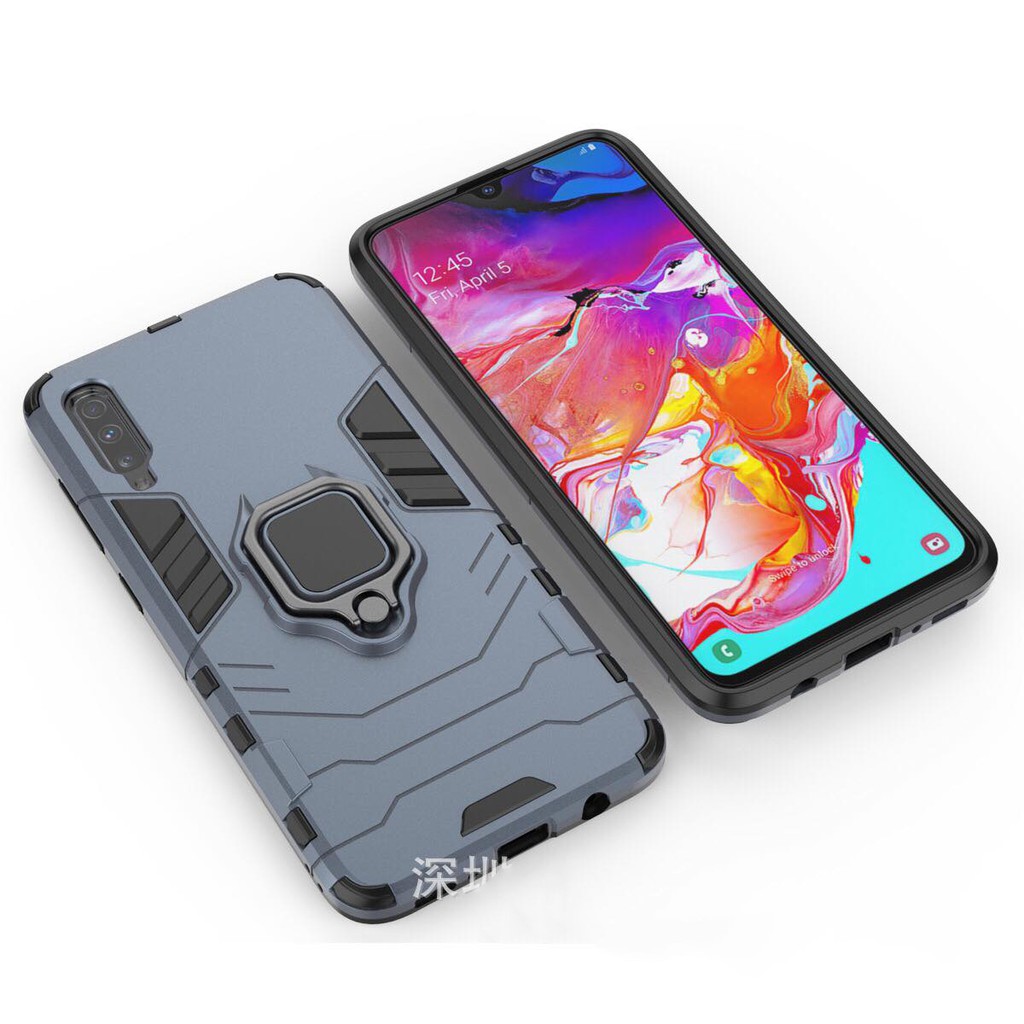 Ốp lưng Samsung Galaxy A70 chống sốc Iron Man gắn giá đỡ iring hỗ trợ xem video, chống va đập mạnh