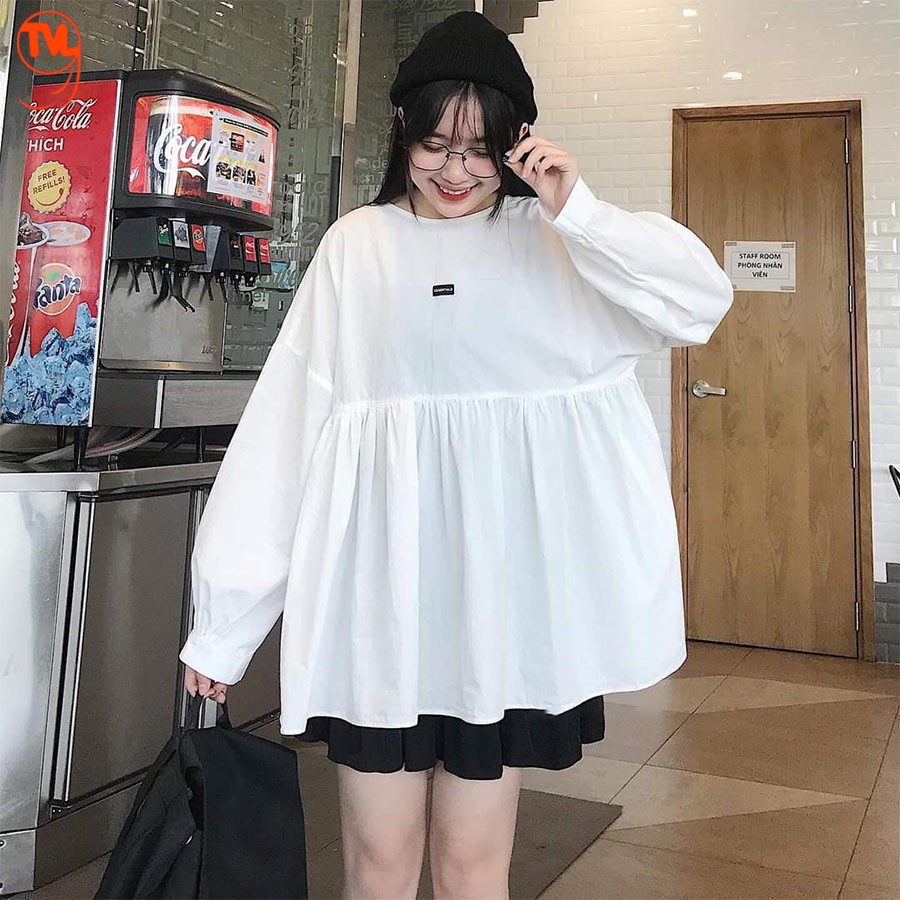 Áo babydoll TVL1999 hai màu trắng, đen from rộng tay bèo tiểu thư dành cho các bạn nữ đáng yêu chất liệu cao cấp. | BigBuy360 - bigbuy360.vn