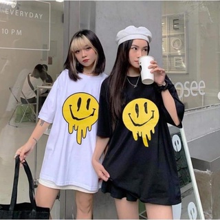 Áo Thun Tay Lỡ Mặt Cười Chảy Hot Hit Áo Đôi Áo Nam Nữ From Rộng Oversize