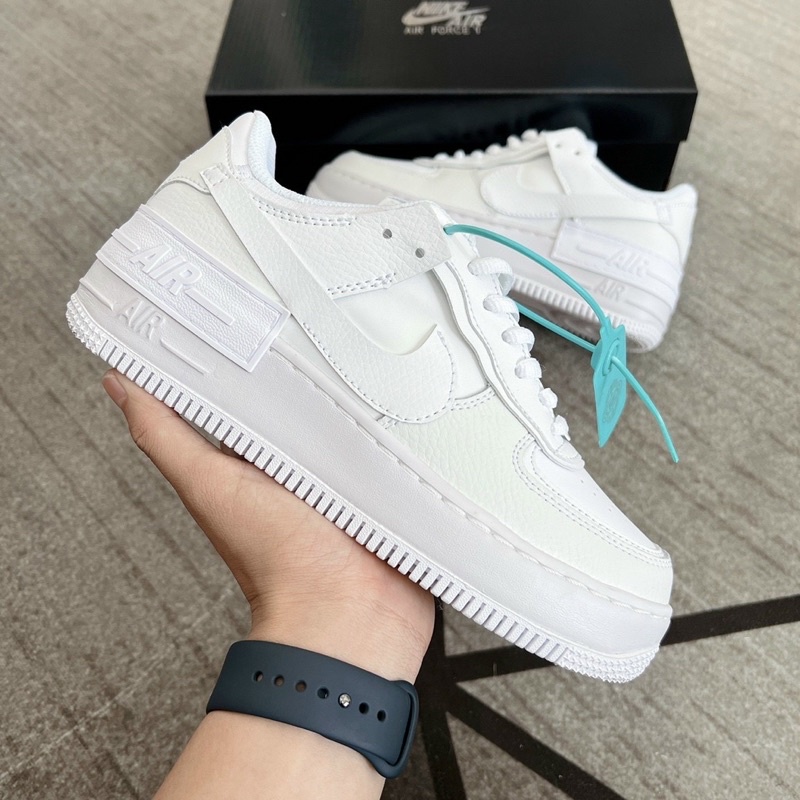 Giày AF_1 sha_dow trắng full white mới cao cấp , Giày Sneaker độn đế tăng chiều cao nam nữ