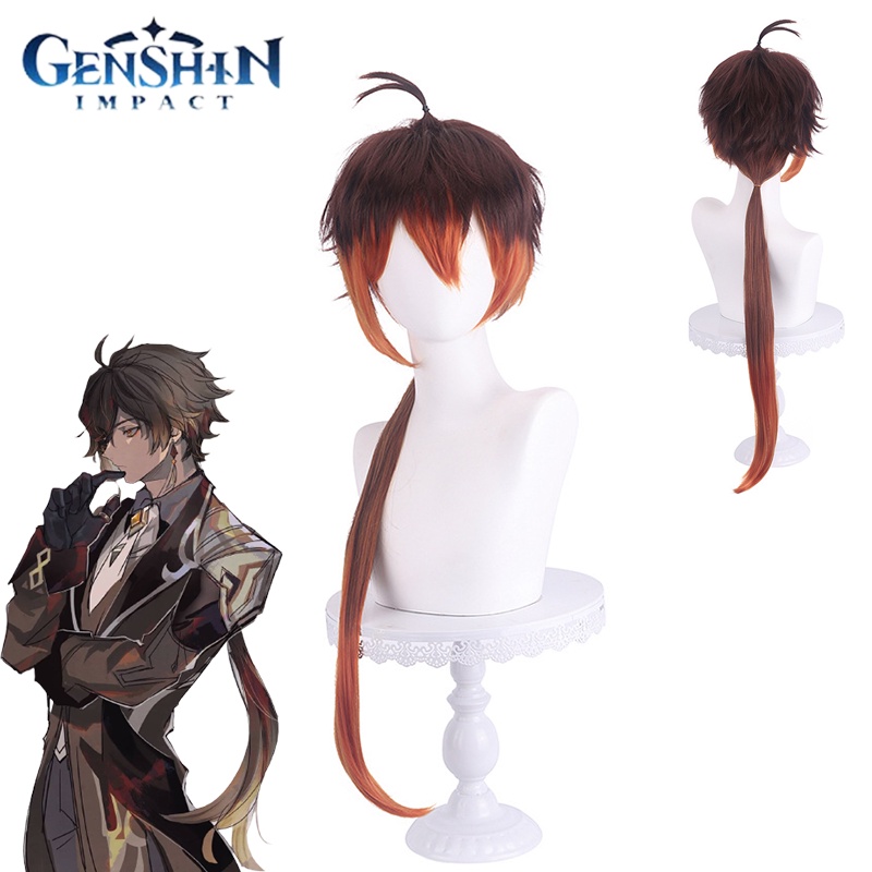 Tóc Giả Hóa Trang 90cm Genshin Va Chạm Zhongli Cho Lễ Hội Halloween