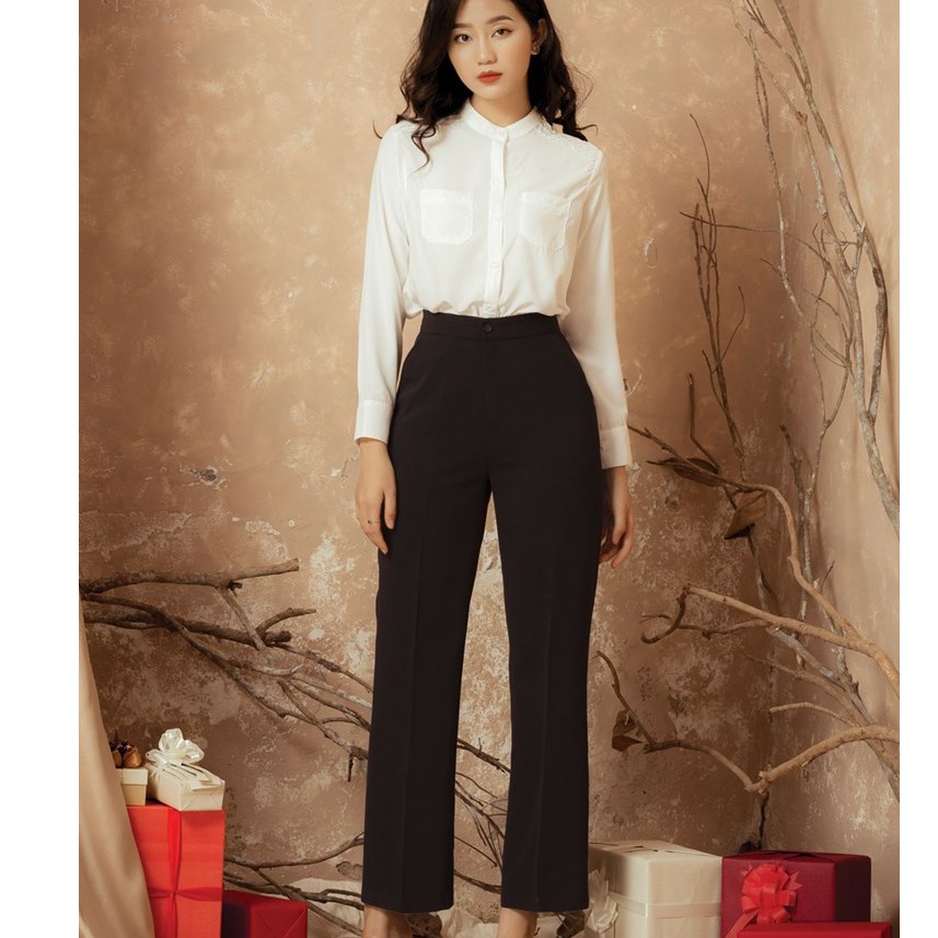 Quần culotes cạp cao khoá trước chất vải mềm co giãn nhẹ | BigBuy360 - bigbuy360.vn