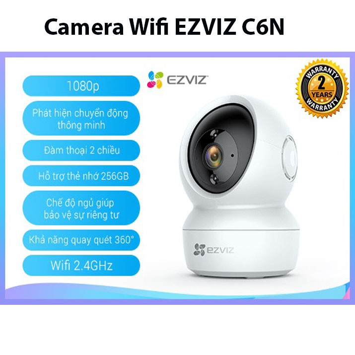Camera Wifi Ezviz_C6N_1080P Full HD 1080P 2MP, Xoay 360 độ , Đàm Thoại LOA 2 Chiều Tặng kèm ĐẾ DOME - Bảo Hành 24 Tháng | BigBuy360 - bigbuy360.vn