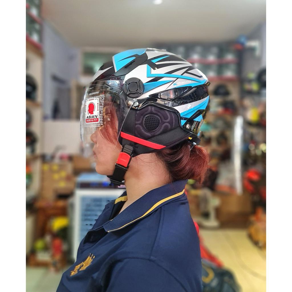 Nón bảo hiểm KYT Tiger Jet màu 03 đen xanh bạc chính hãng