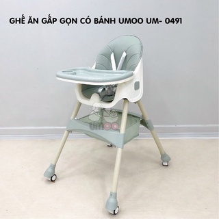 Ghế ăn dặm có bánh xe Umoo UM - 0491 có thêm tính năng gấp gọn mới nhất 2022 | Ghế ăn dặm cho bé