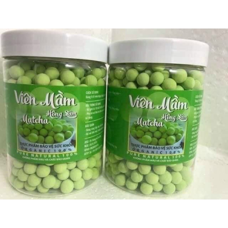 Viên mầm hồng sâm matcha trắng da hộp 500gr